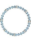 Bracciale da donna con strass in Cristallo brillante, diametro 5,5 cm, Aquamarine White Bronze